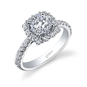 Coast Pave Halo Diamond Engagement Ring in 14K White Gold